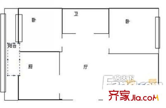 文君花園戶型圖戶型圖 2室1廳1衛(wèi)1廚
