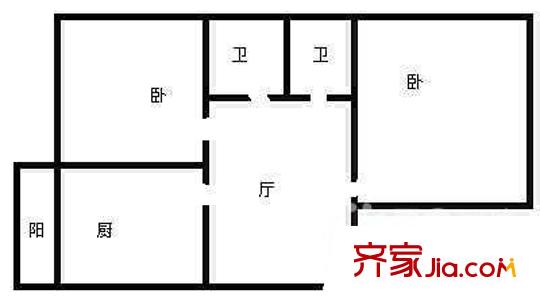 農(nóng)墾小區(qū)戶型圖13 2室1廳2衛(wèi)1廚