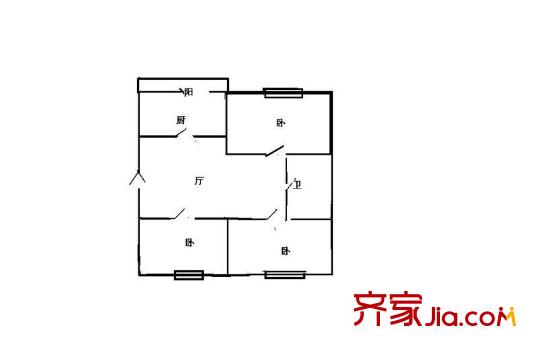林興小區(qū)戶型圖2 3室1廳1衛(wèi)1廚