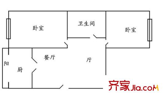 鍋爐廠家屬小區(qū) 2室 戶型圖