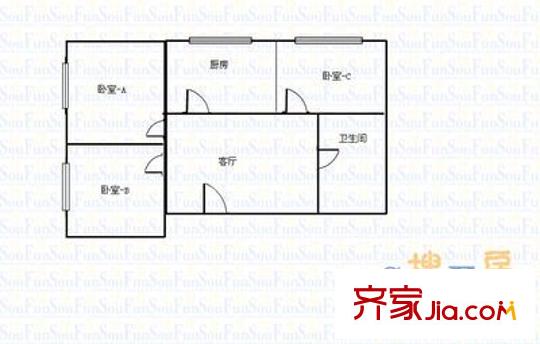 民生小區(qū) 3室 戶型圖