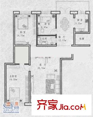 佳和遠景戶型圖戶型圖 3室2廳1衛(wèi)1廚