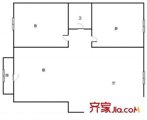 征儀路花園小區(qū) 2室 戶型圖