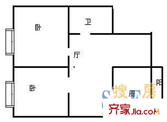 郵電小區(qū) 2室 戶型圖