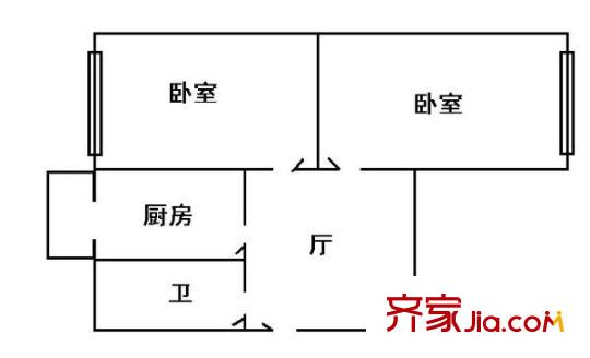軍轉(zhuǎn)小區(qū) 2室 戶型圖