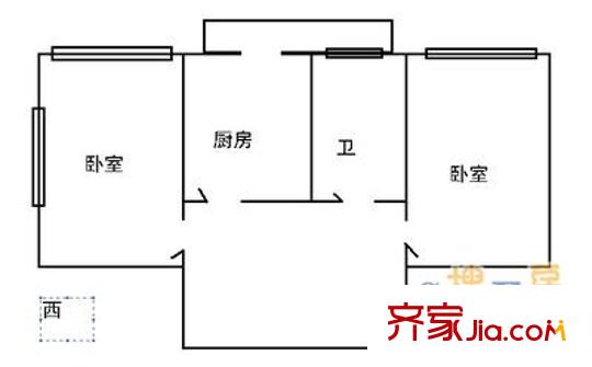 香安電力小區(qū) 2室 戶型圖