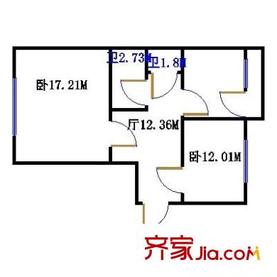 香安電力小區(qū) 2室 戶型圖