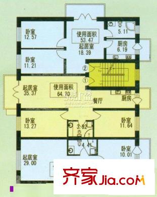 林科家園戶型圖三號樓6單元戶型圖 1室1廳1衛(wèi)1廚