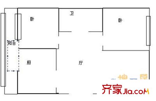文君花園 2室 戶型圖