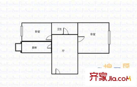 民生小區(qū) 2室 戶型圖