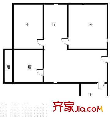 電教小區(qū) 2室 戶型圖