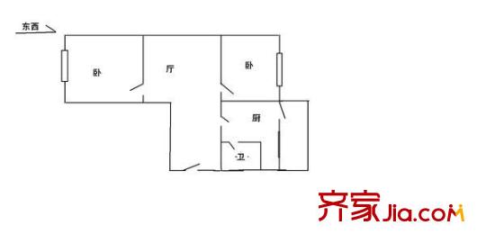 電教小區(qū) 2室 戶型圖