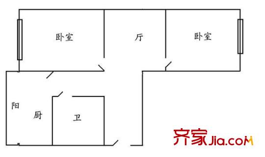 電教小區(qū) 2室 戶型圖