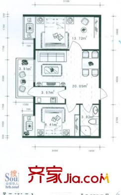 萬達(dá)杰座戶型圖戶型圖 2室1廳1衛(wèi)1廚