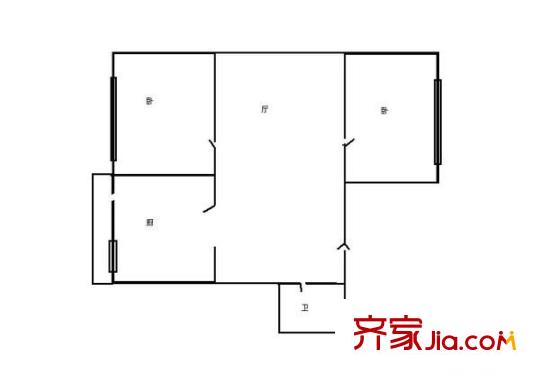 電教小區(qū) 2室 戶型圖