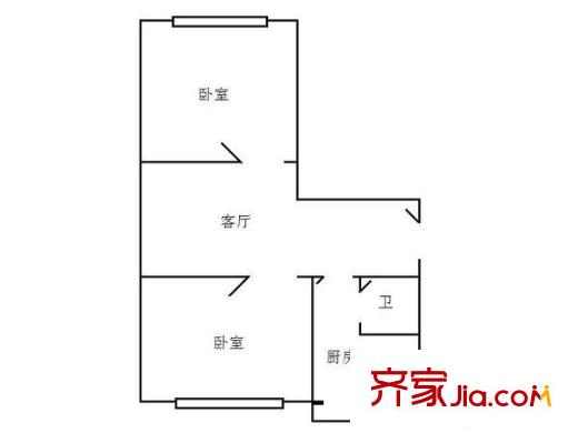 電教小區(qū) 2室 戶型圖
