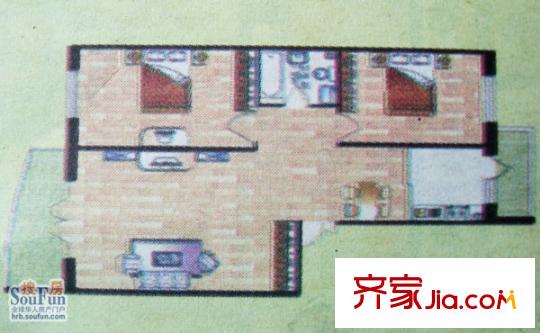 祥泰名苑戶型圖戶型圖 2室1廳1衛(wèi)1廚