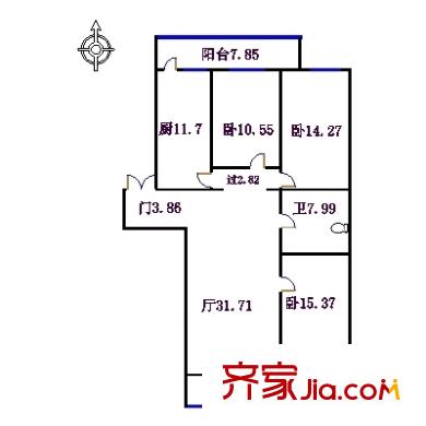 黃河綠園小區(qū) 3室 戶型圖