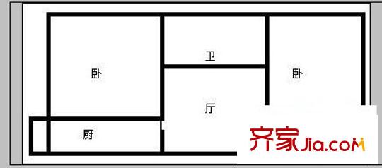 通站小區(qū) 2室 戶型圖