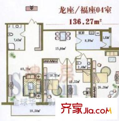 龍福家園戶型圖3室2廳2衛(wèi)1廚