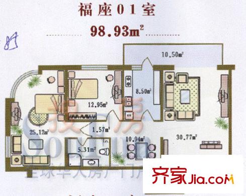 龍福家園戶型圖2室2廳1衛(wèi)1廚