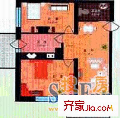 漢祥家園戶型圖2室1廳1衛(wèi)1廚