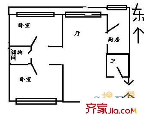 十字小區(qū) 2室 戶型圖
