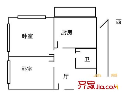 建成家園 2室 戶型圖