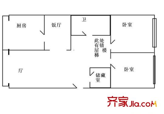 通站小區(qū) 2室 戶型圖
