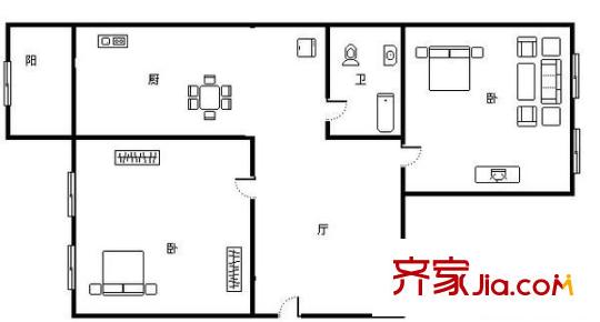 通站小區(qū) 2室 戶型圖