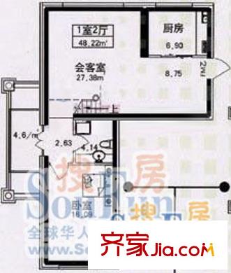 玉翠秀府1室2廳1衛(wèi)1廚