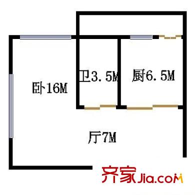 珠江嘉園 1室 戶型圖