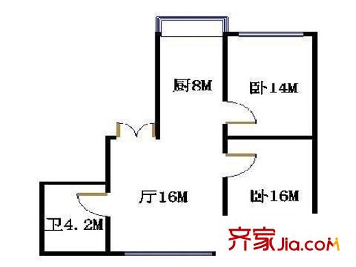 珠江嘉園 2室 戶型圖