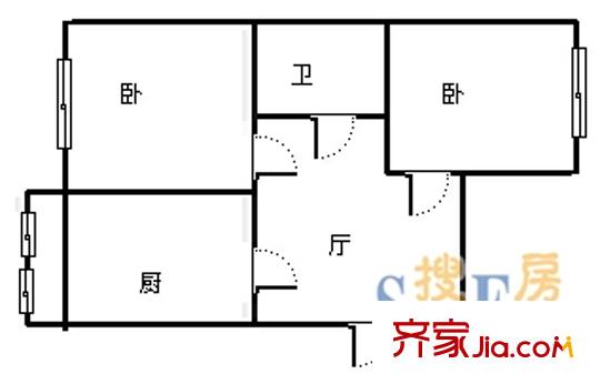 建成家園 2室 戶型圖