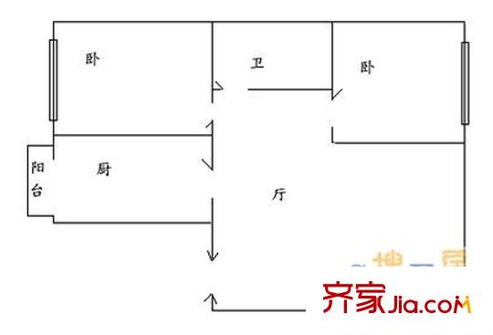 建成家園 2室 戶型圖
