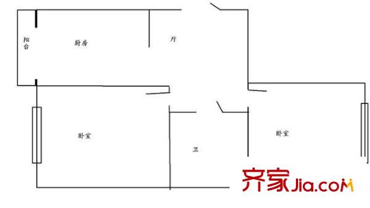 林機(jī)小區(qū) 2室 戶型圖