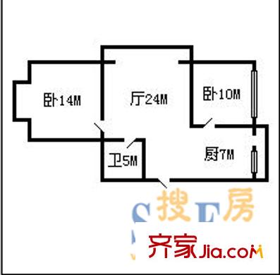 怡園小區(qū) 2室 戶型圖