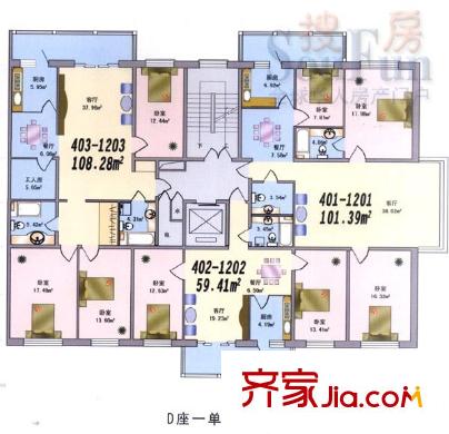 文化家園戶型圖2室1廳1衛(wèi)1廚