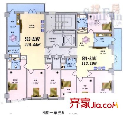文化家園戶型圖3室1廳1衛(wèi)1廚