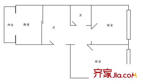 果園小區(qū) 2室 戶型圖
