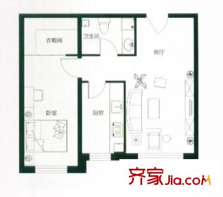 英倫名邸戶型圖B戶型 1室1廳1衛(wèi)