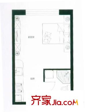 英倫名邸戶型圖E戶型 1室1衛(wèi)1廚