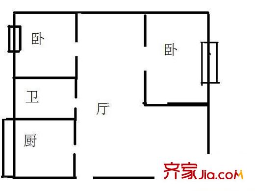 果園小區(qū) 2室 戶型圖