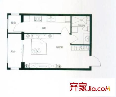 英倫名邸戶型圖G戶型 1室1衛(wèi)1廚