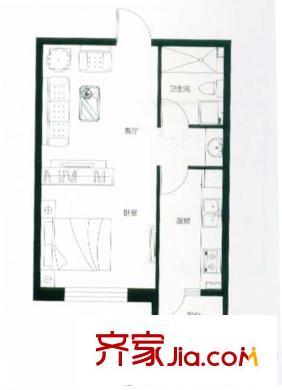 英倫名邸戶型圖H戶型 1室1廳1衛(wèi)1廚