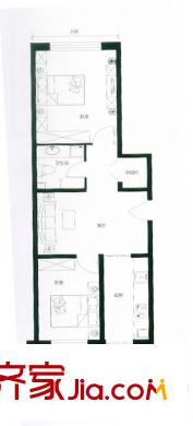 英倫名邸戶型圖C戶型 2室1廳1衛(wèi)1廚