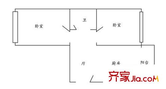 電塔小區(qū) 2室 戶型圖