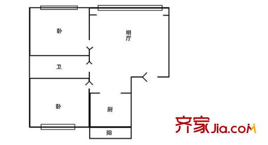電塔小區(qū) 2室 戶型圖