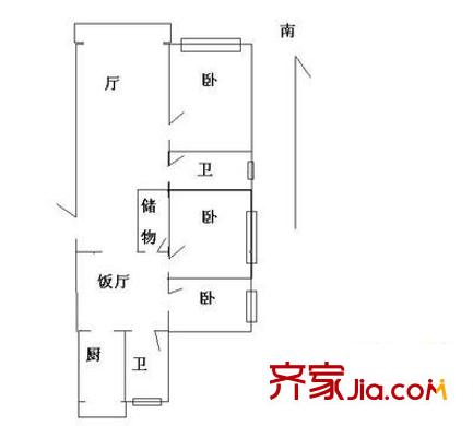 中植方洲苑 3室 戶型圖