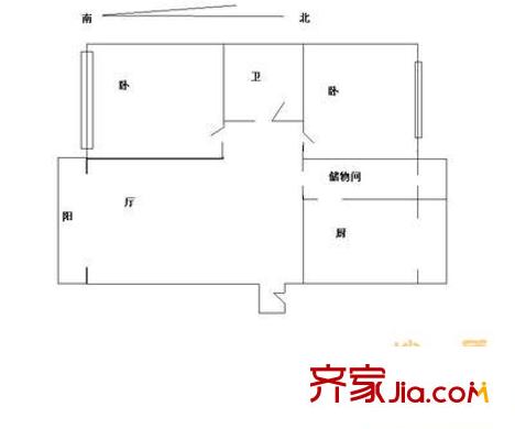 中植方洲苑 2室 戶型圖
